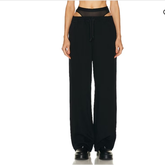 Alexander Wang Denim Track Pant faux Black Mesh Undie in Washed Black Size Small - Picture 3 of 10